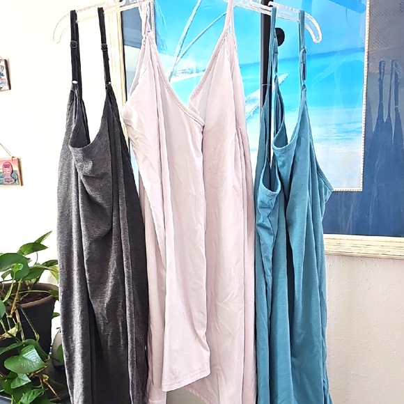 Set of 3 Spaghetti Strap Tops in Gray, White, and Teal - Picture 1 of 6